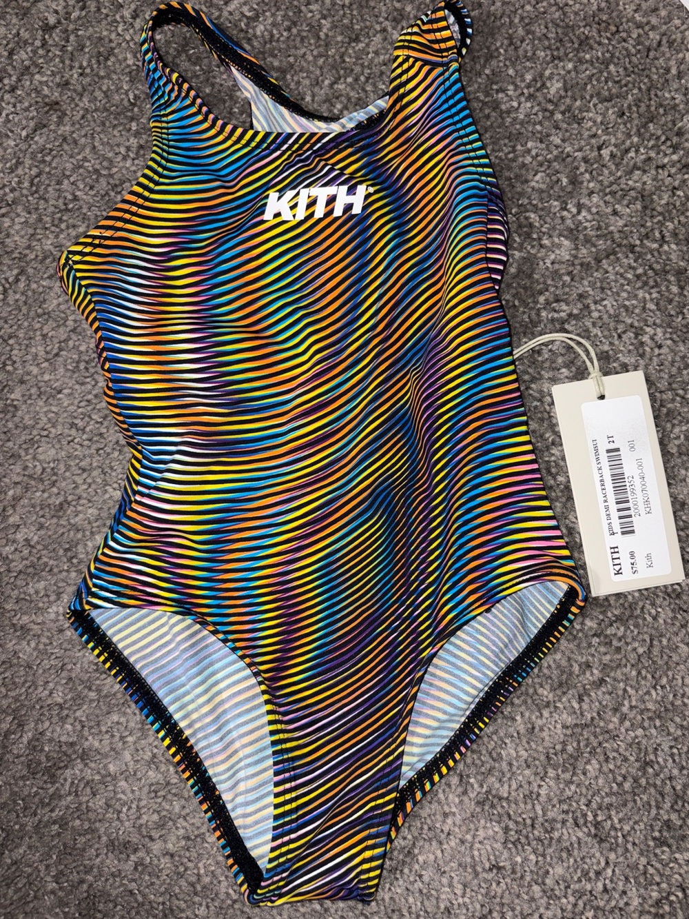 KITH Kids 2T Black Multicolor Racerback Swimsuit